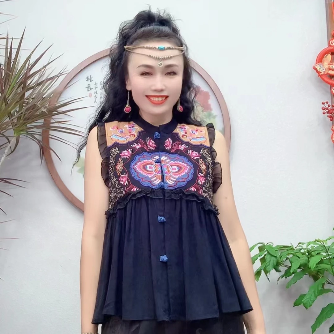 （衣长60左右）新款云南民族风女马甲女刺绣背心外套马夹922