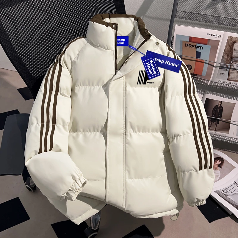 WASSUP HSUBE加绒加厚保暖面包服男士冬装外套重磅国潮牌棉服上衣