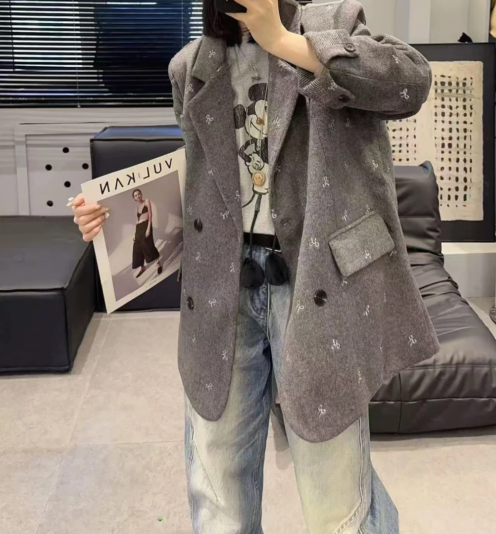 Z.X 蝴蝶结刺绣高质感毛毛西装厚外套 792（B6）