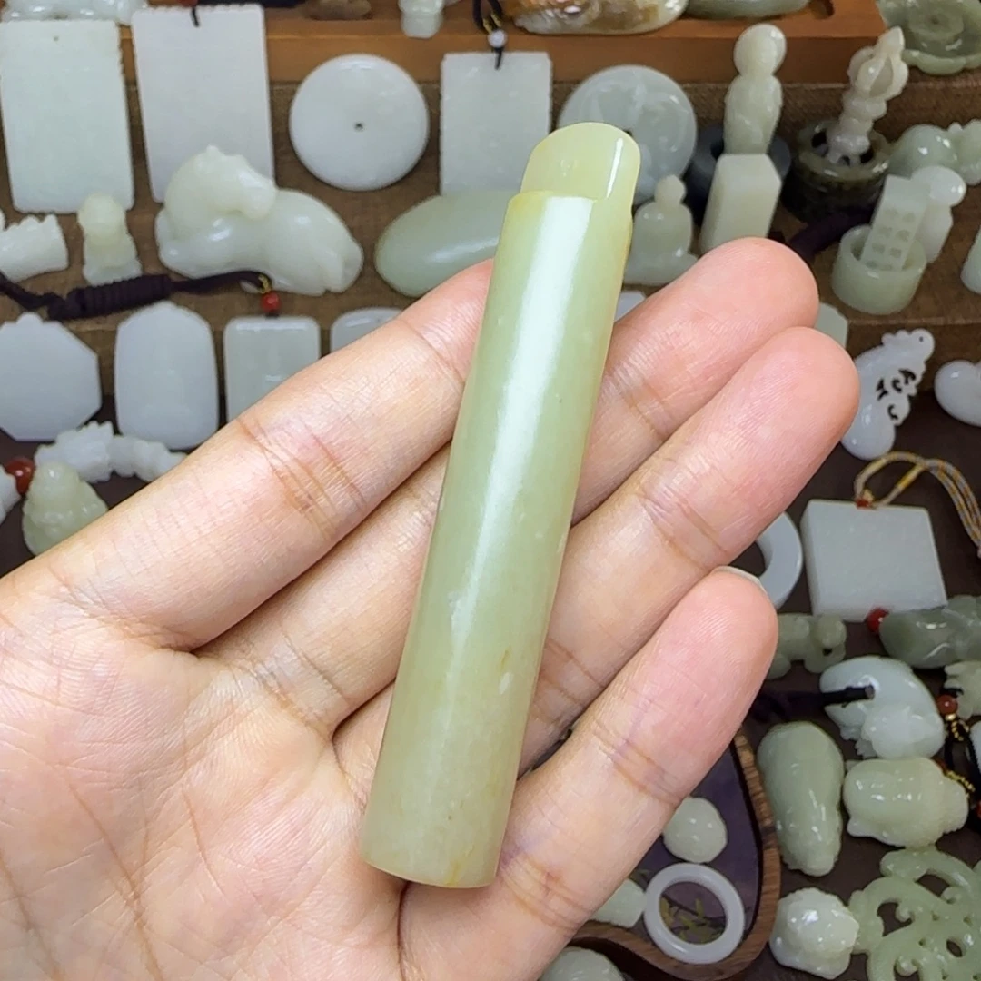 和田玉未镶嵌挂件翎管