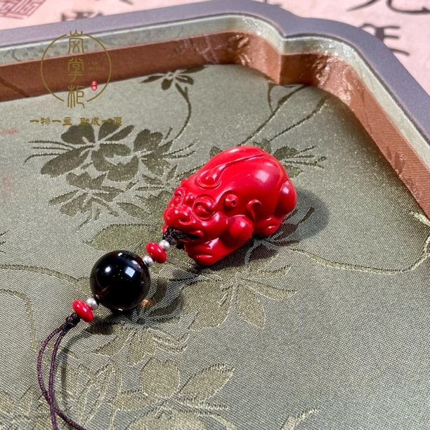 天然辰砂E1667Z 朱砂貔貅茶水