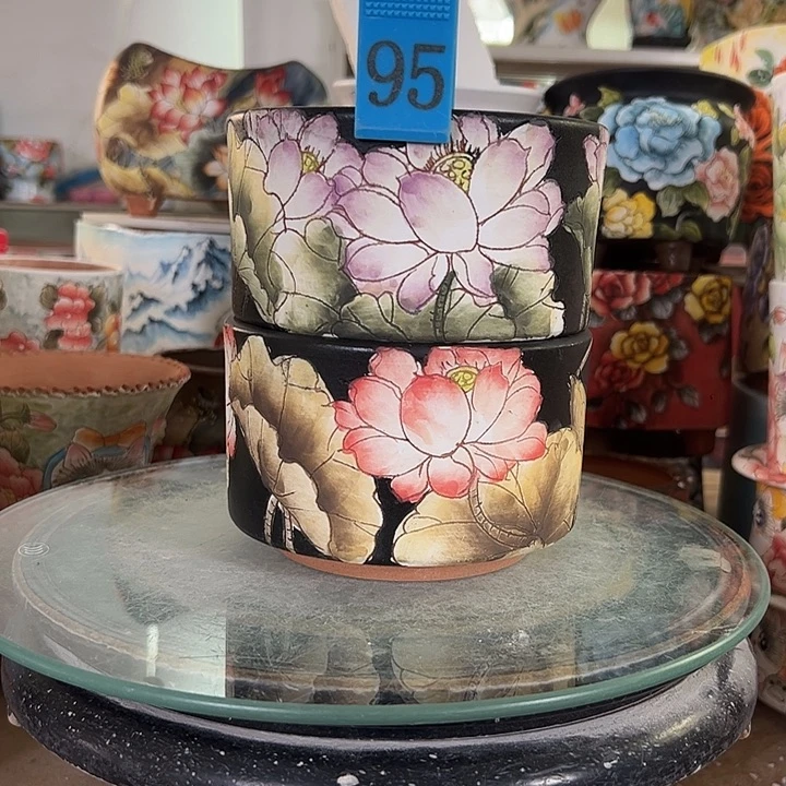 雅***尼满38包邮 景德镇幸运花盆