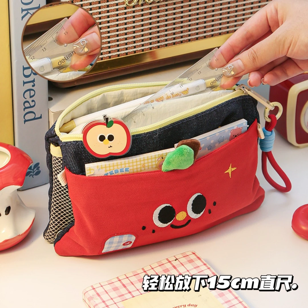 ins苹果文具袋大容量2025新款铅笔袋儿童笔袋学生学习高颜值文具