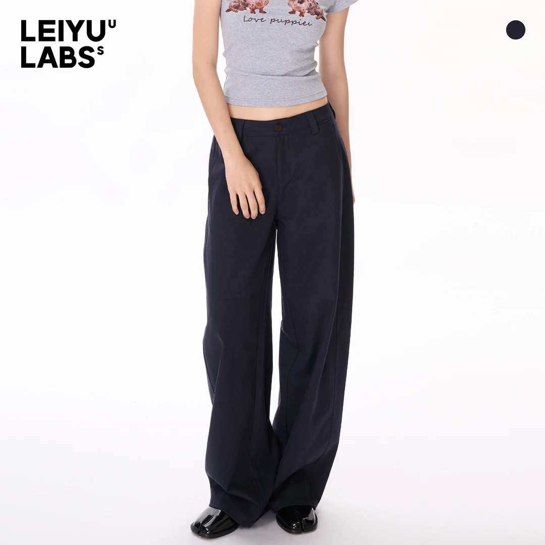 LEIYU LABS中低腰天丝直筒工装裤女2025年秋季新款宽松阔腿休闲裤