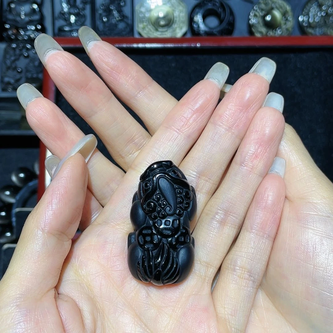 【闪购商品】黑曜岩未镶嵌吊坠(不含链)梅*?