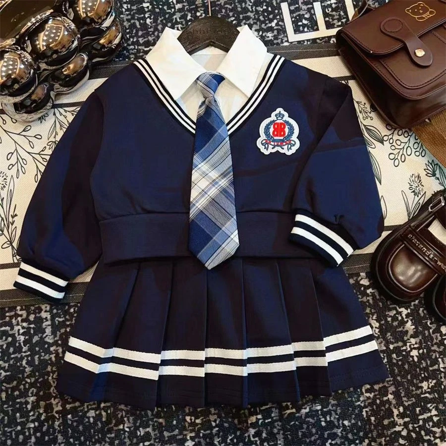 女童JK套装春秋2025新款儿童学院风春装小女孩卫衣上衣短裙两件套