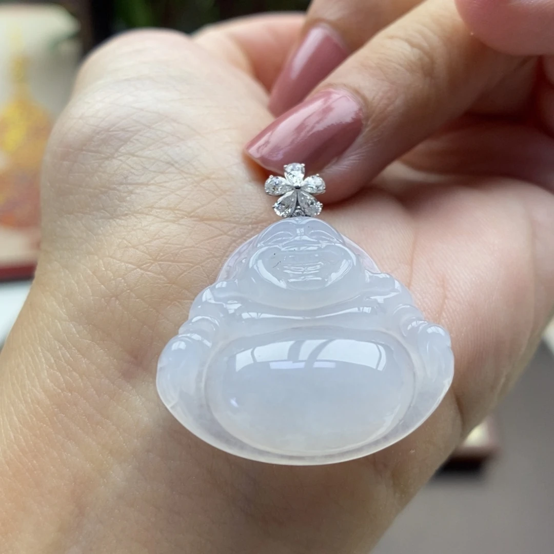 翡翠18K金镶嵌颈饰吊坠28