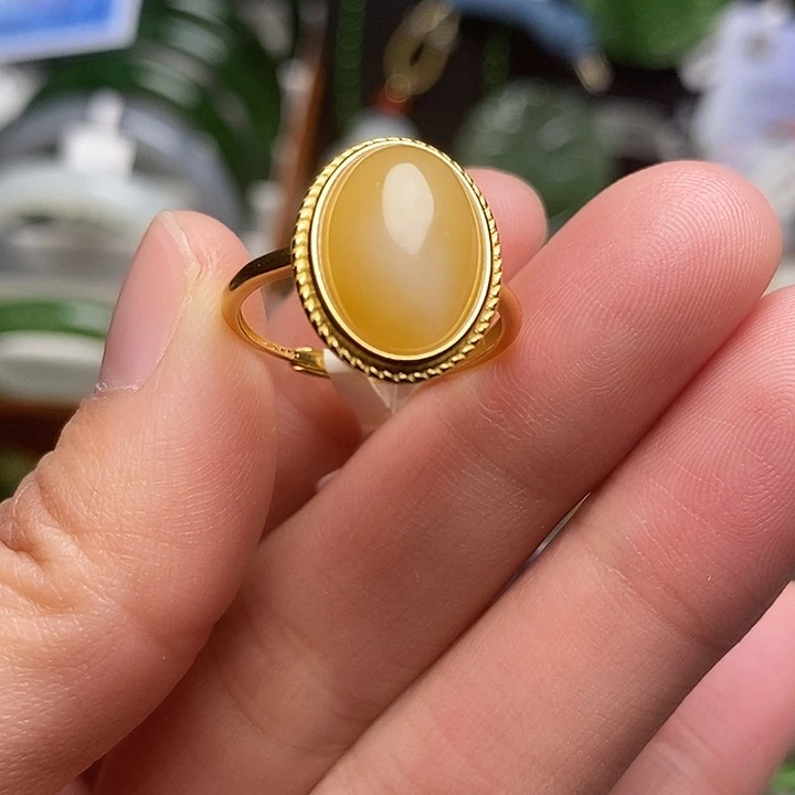 和田玉银S925镶嵌戒指