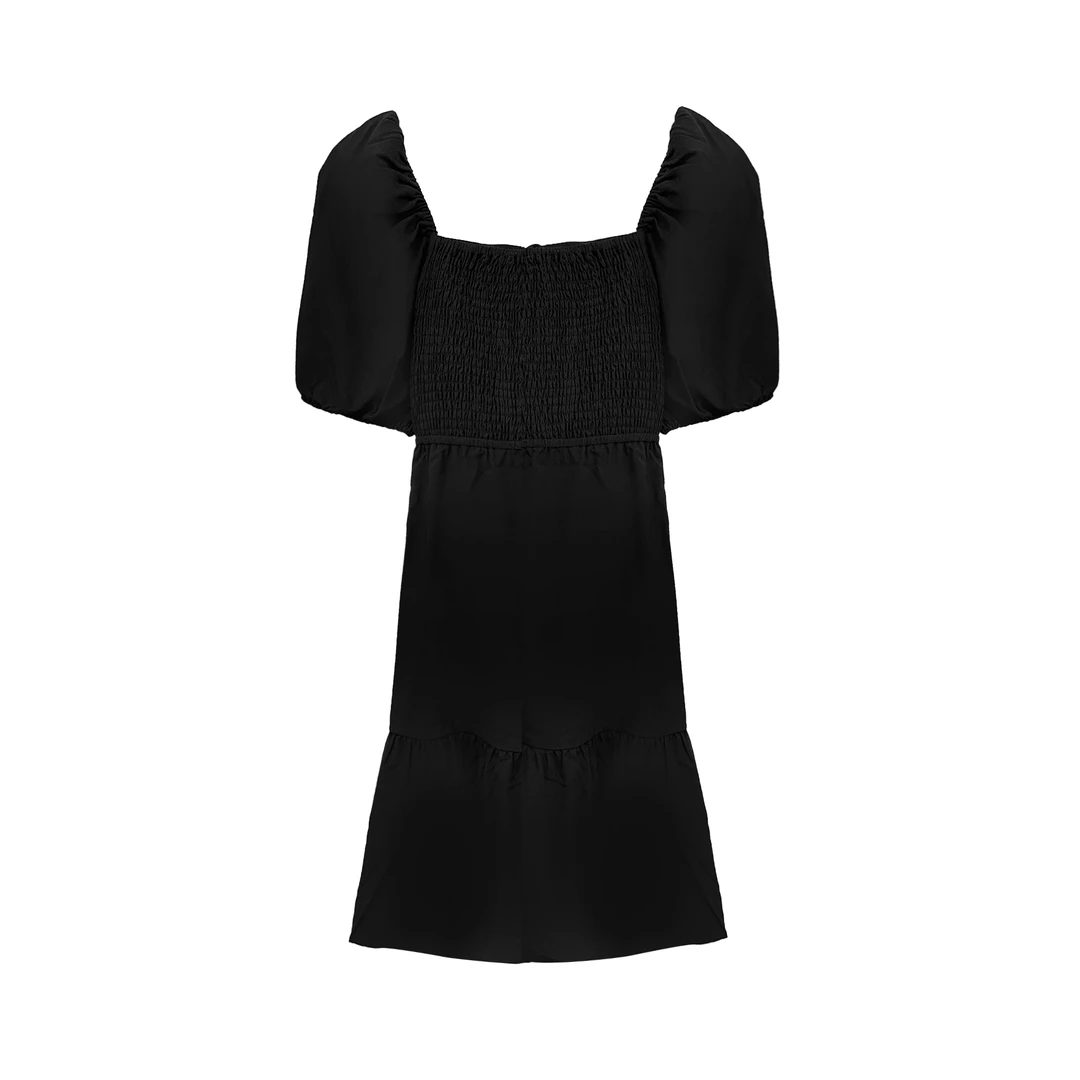 夏日风情！女士一字方领法式减龄连衣裙F443