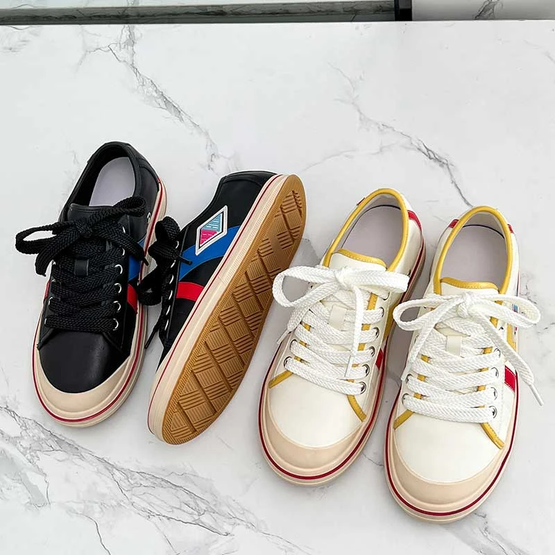 2025新款爆款板鞋男真皮包头轻便透气拼色情侣鞋高级感潮流小白鞋