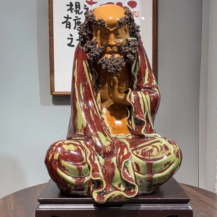 捌***零陶瓷柴烧达摩石湾陶