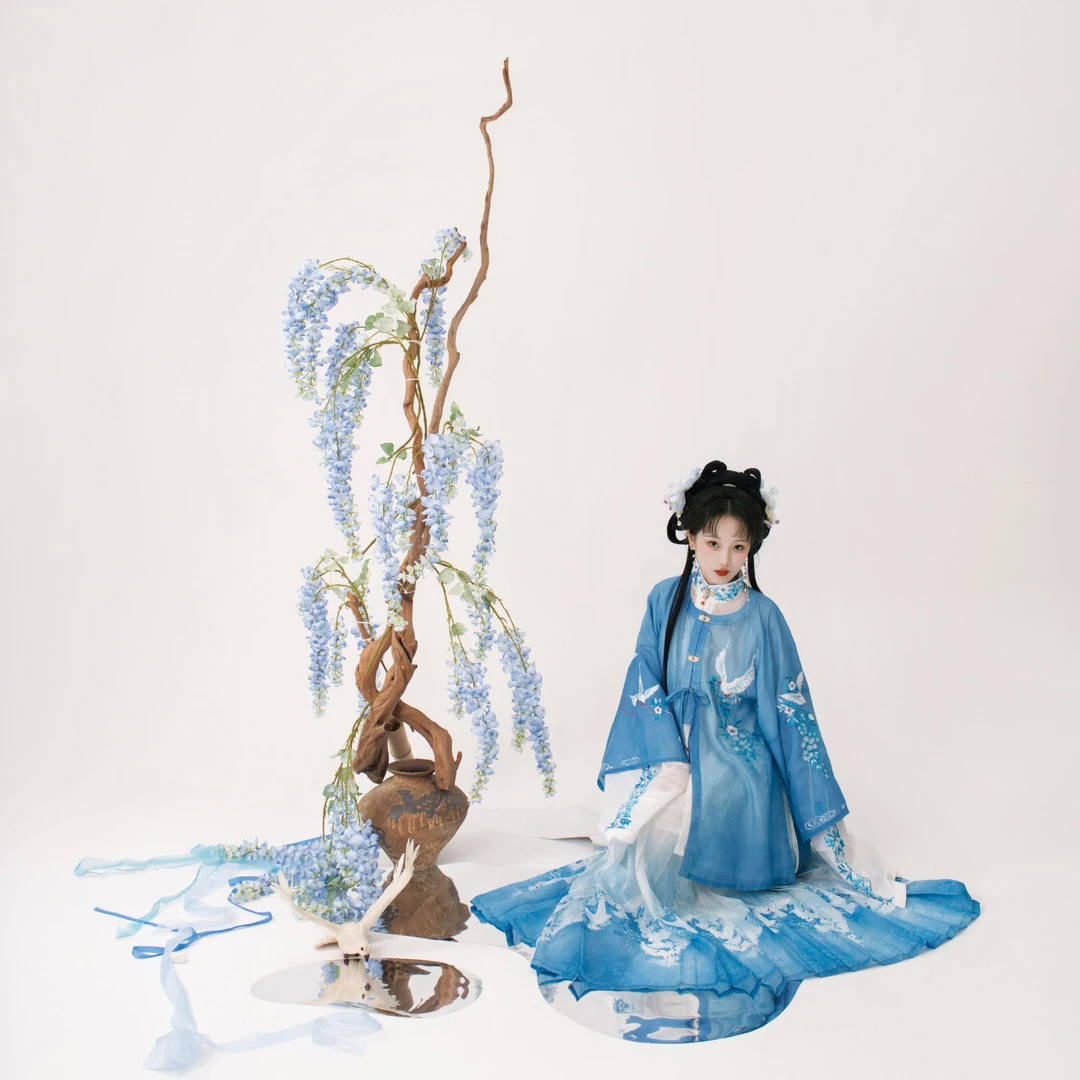 汐舟 新品 雪衣寄月 汉服明制立领半袖马面裙