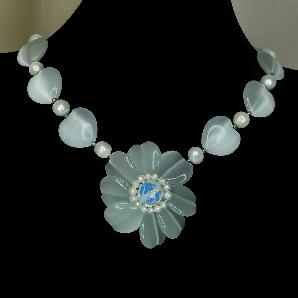 B&W手工串珠系列白月光琉璃项链47+7cm[2412231-054]