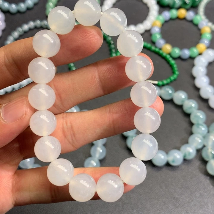 翡翠未镶嵌手链白月光
