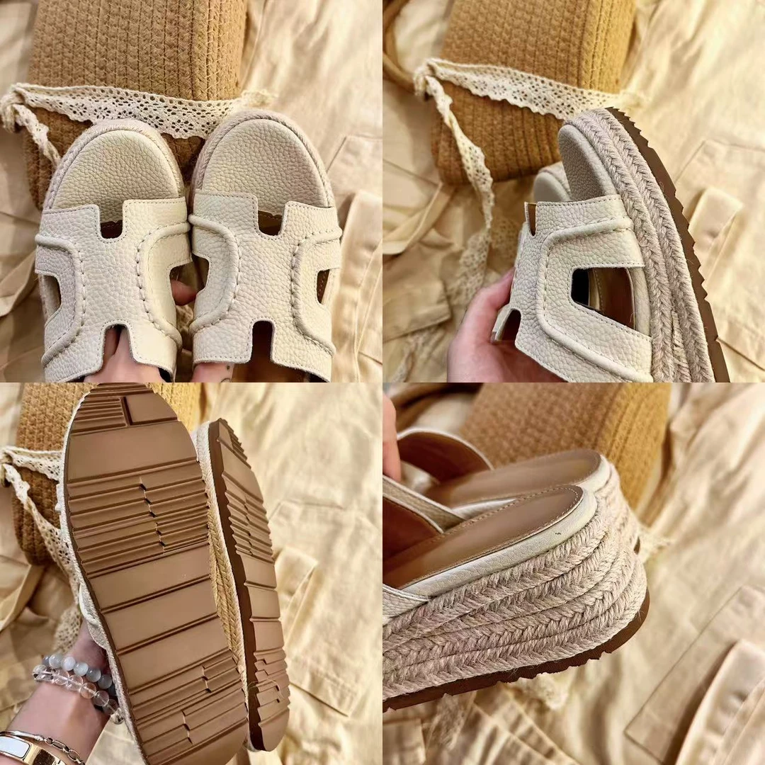 陳umi凉鞋坡跟鞋耐磨交叉扣带仙女风拼接薄款套筒女士