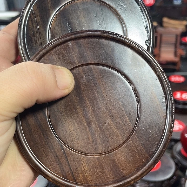 手工艺品琉璃红木底座工艺品9公分2个