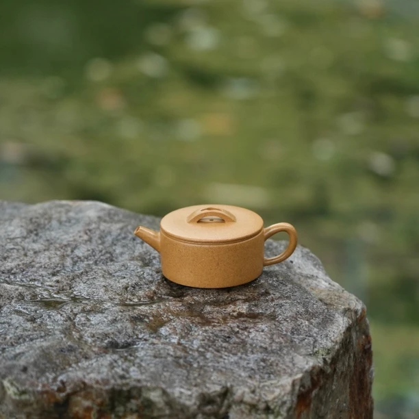 手印紫砂汉瓦壶原矿黄金段泥110cc精工小容量紫砂壶茶具茶壶