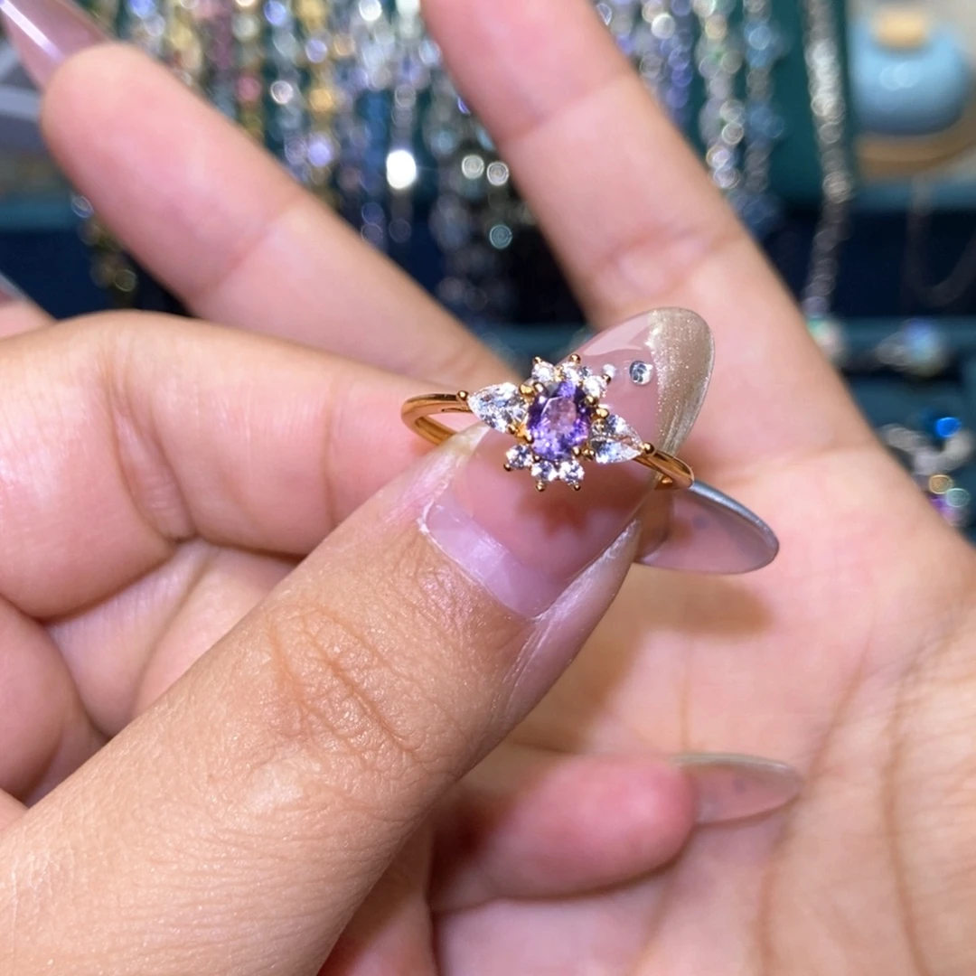 银S925镶嵌戒指紫晶