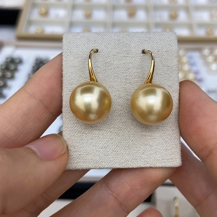 18K金镶嵌耳饰海水珍珠金珠12