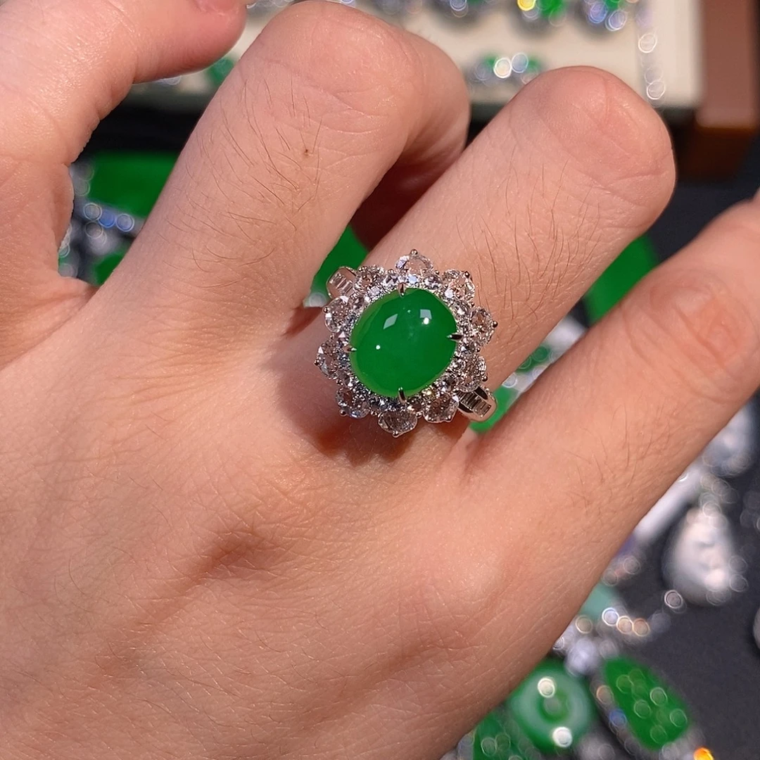 吊坠(不含链)18K金镶嵌翡翠