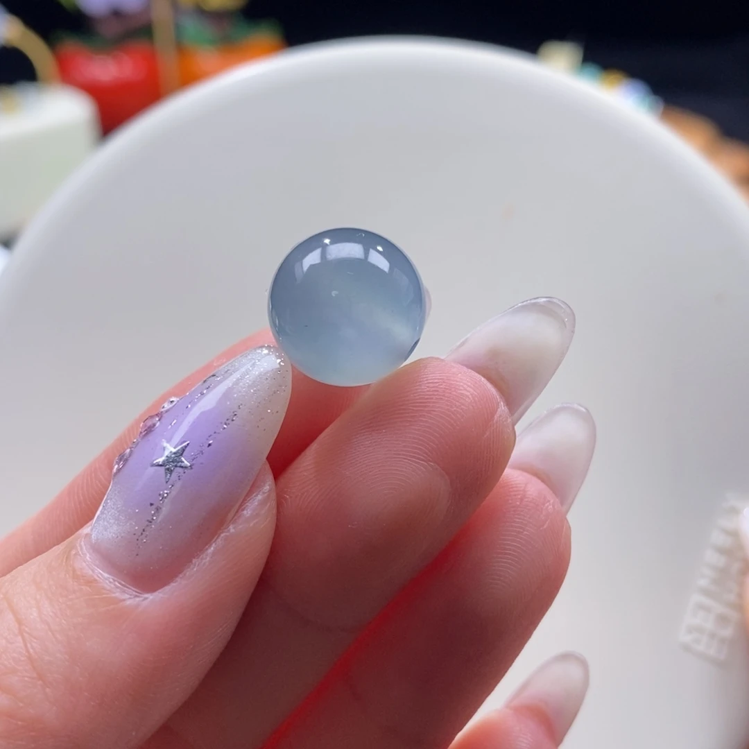 翡翠未镶嵌颈饰翡翠冰胶海水蓝珠卡13.2mm