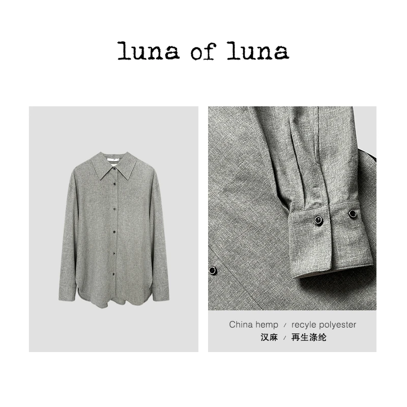 LUNA25 “精致”巴拿马度假风 老钱 汗麻灰色清爽衬衫 SY00507