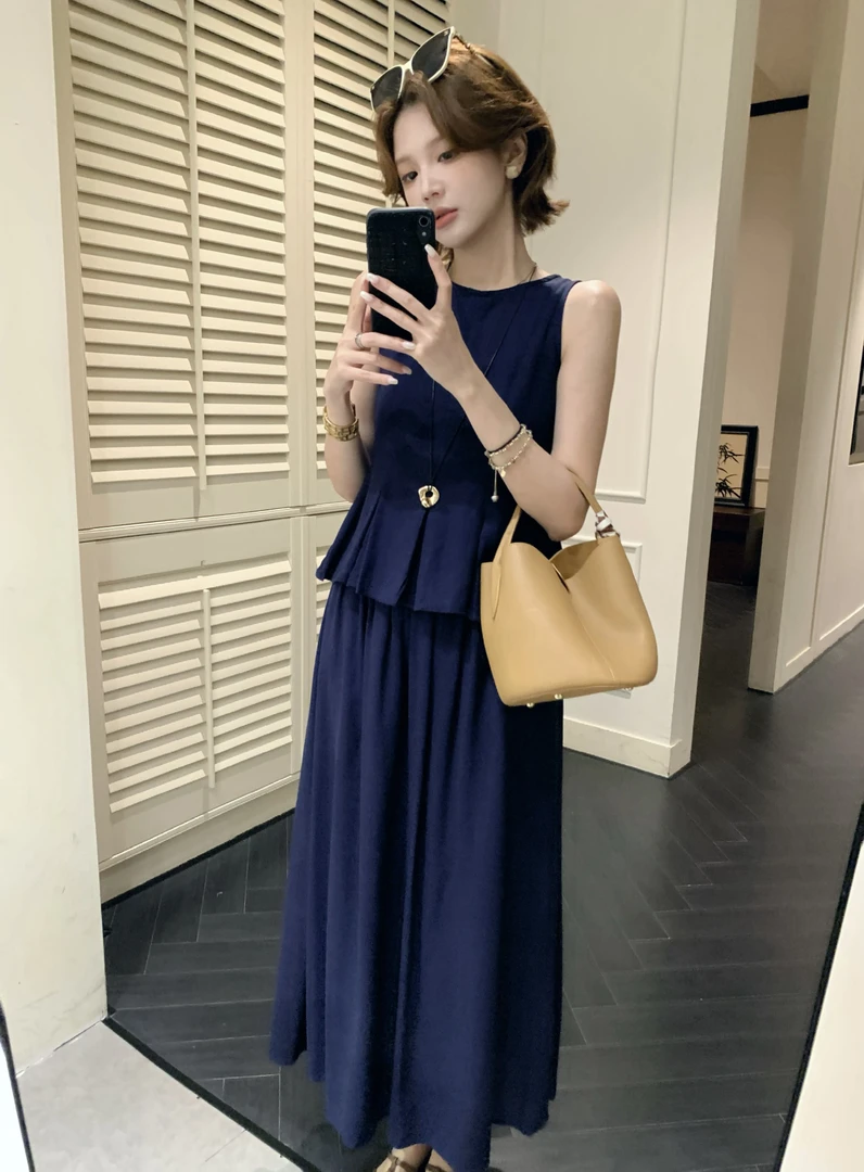 【芝士Cheese】泰兰德曼波 夏季时尚休闲百搭设计感上衣+松紧腰半裙