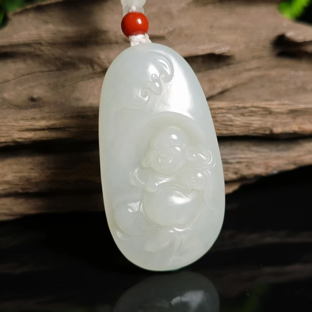 lot6162 福从天降 和田玉白玉 52.1*28.3*10.2mm 47.5g