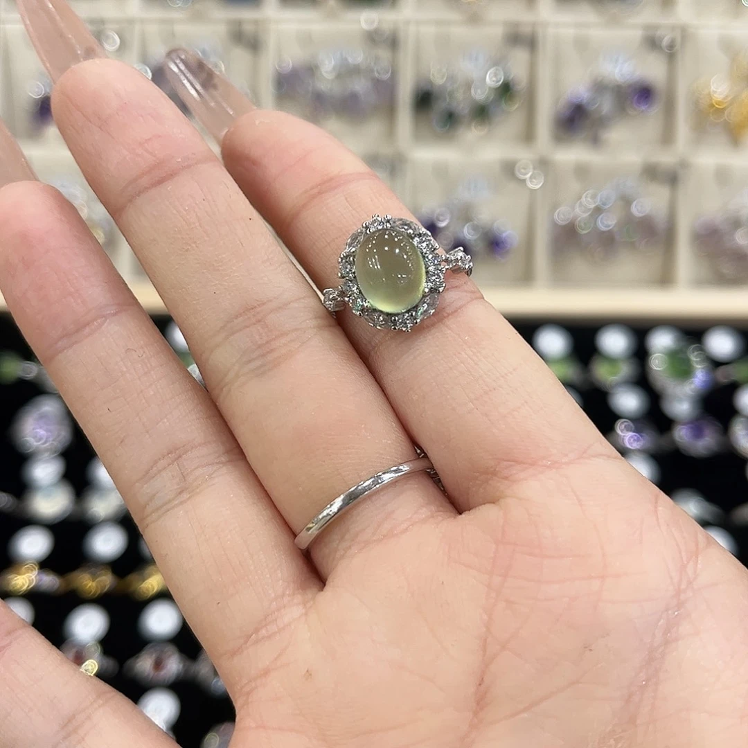 初****岫玉银S925镶嵌戒指