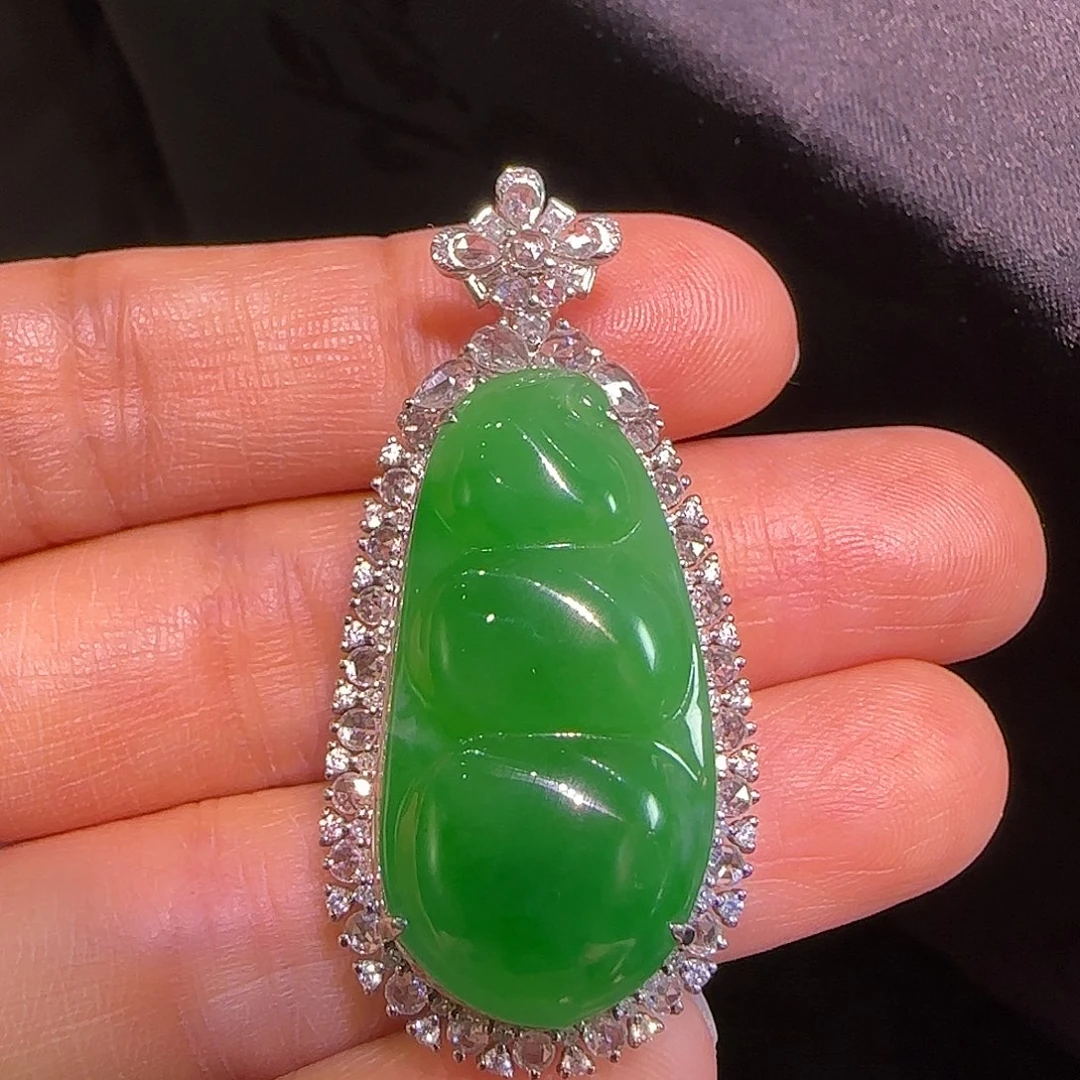 翡翠18K金镶嵌吊坠(不含链)