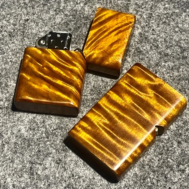 正宗小叶桢楠金丝楠木水波纹翻盖打火机实木整料掏空煤油点火器