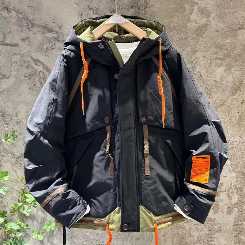 男士冬季新款加厚保暖连帽棉袄潮牌痞帅工装棉服百搭帅气宽松外套