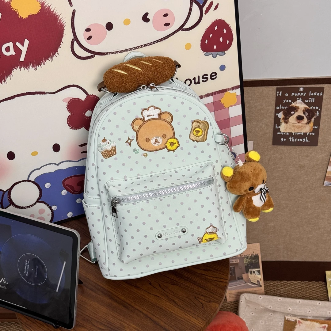 【轻松熊波点】时尚百搭可爱少女风大容量双肩包学生通勤