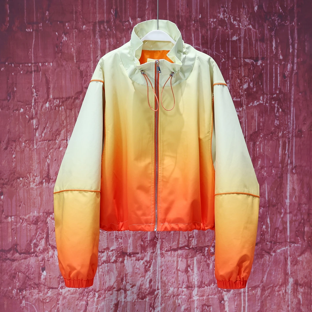 【韩哥女装】《春色满园关不住》渐变橙色廓形花苞领外套6053A