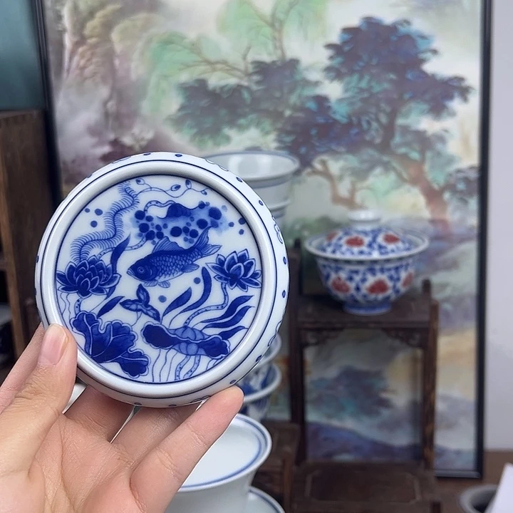 瓷其他鱼藻纹盖置