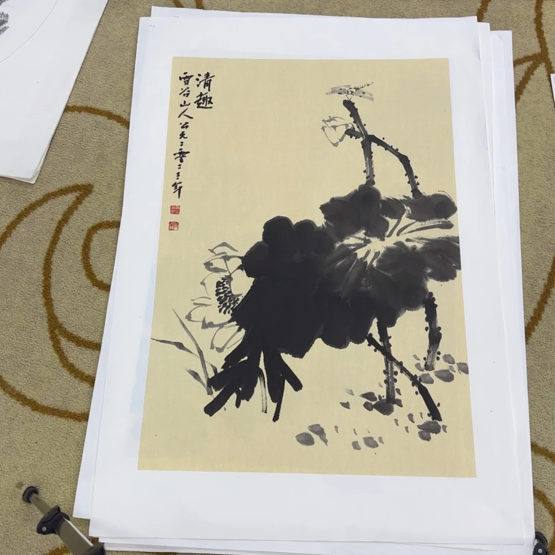 国画四尺三开花鸟艺