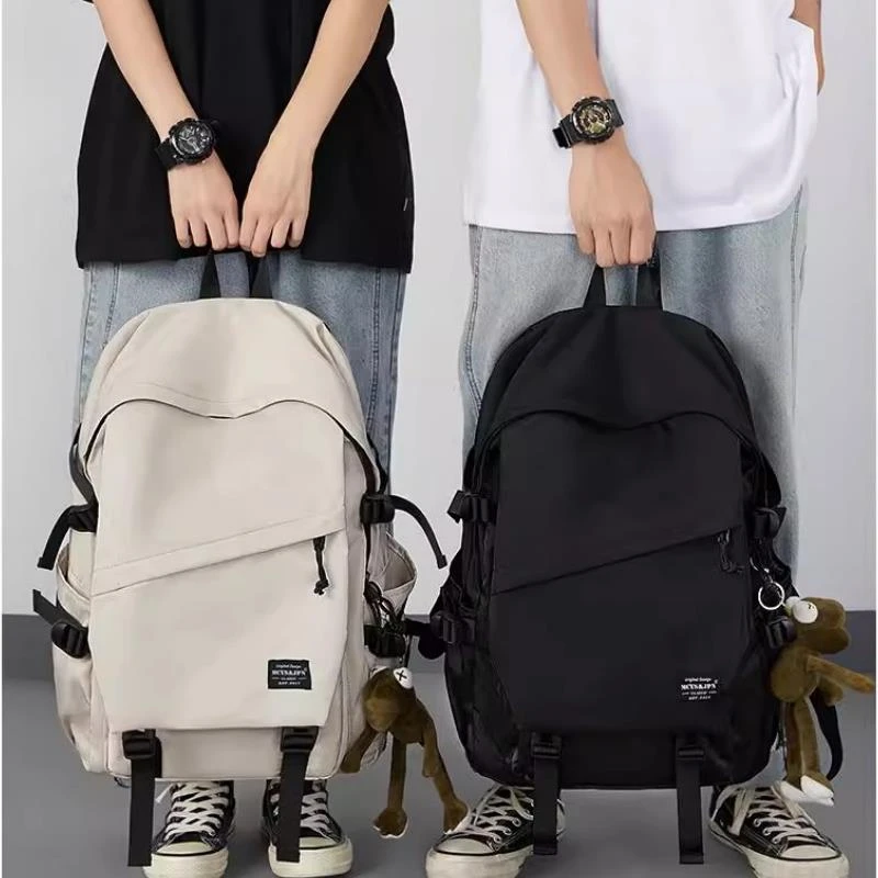 双肩包男士简约百搭大容量电脑旅行背包女初中生高中大学生书包男