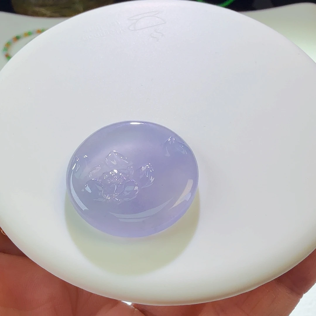 翡翠裸石冰蓝紫圆牌