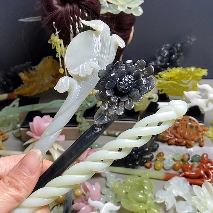 岫玉未镶嵌发簪发簪