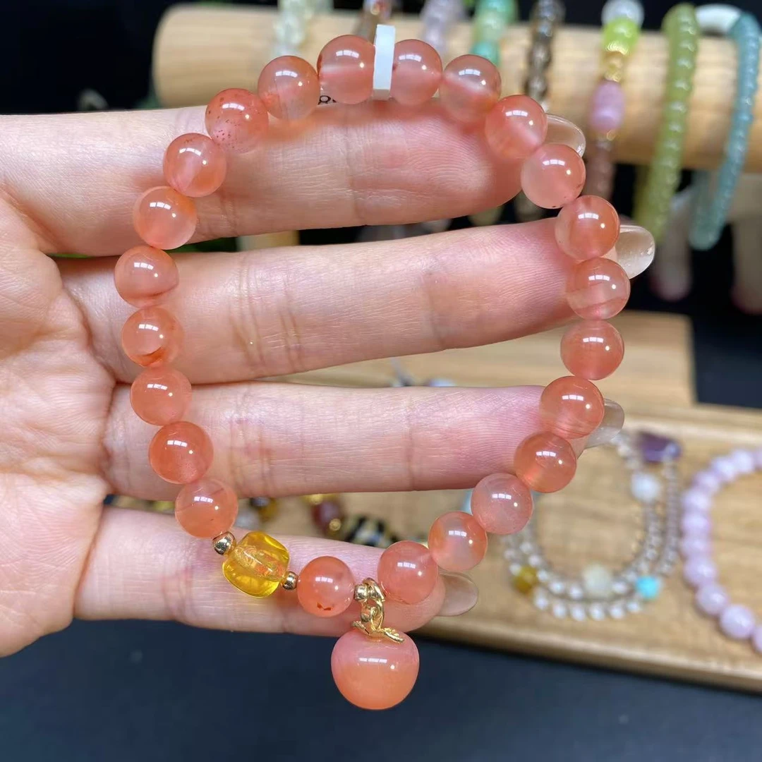 【南红7m手串】A791搭配蜜蜡盐源小苹果吊坠气质时尚女士精美