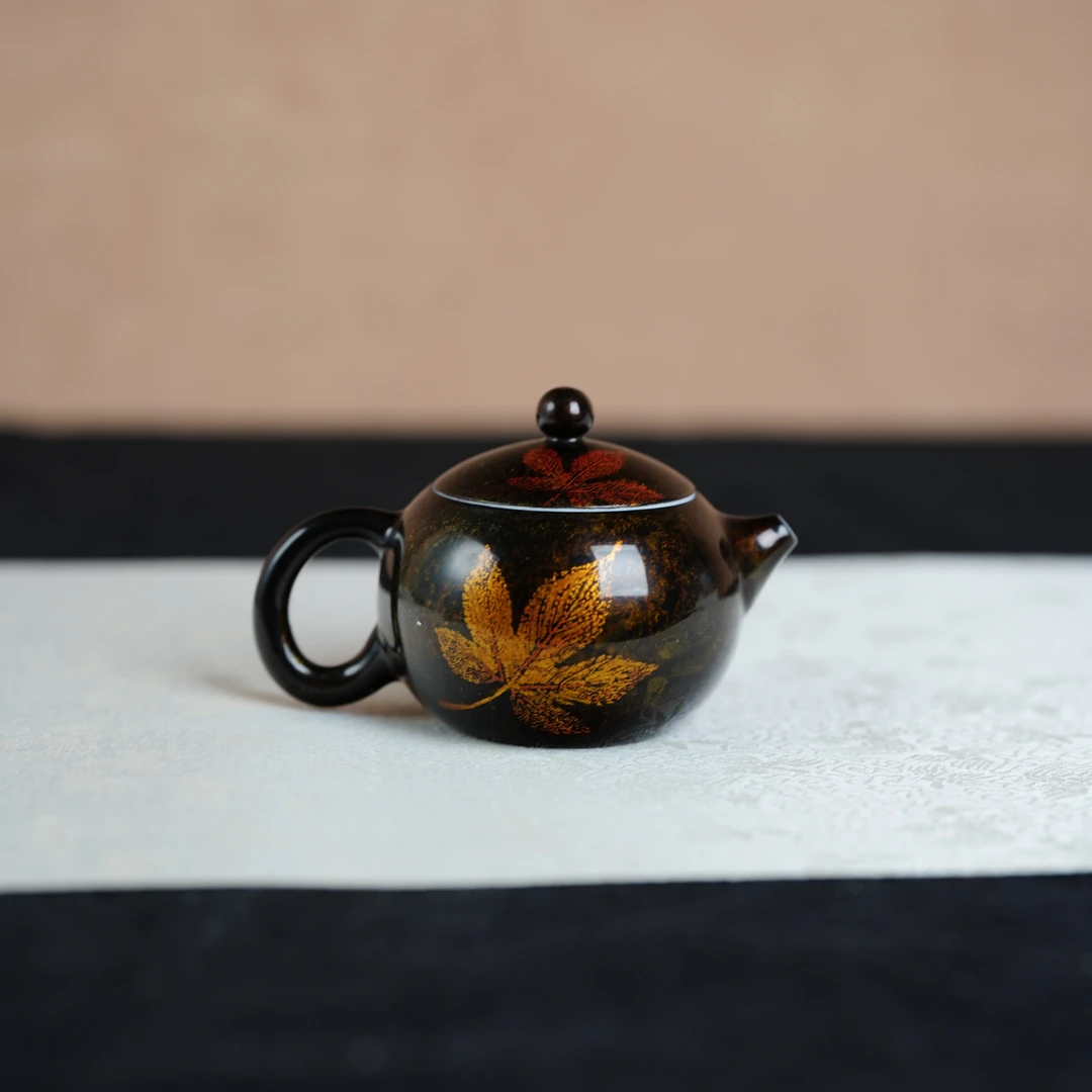 仿古泥西施壶枫叶