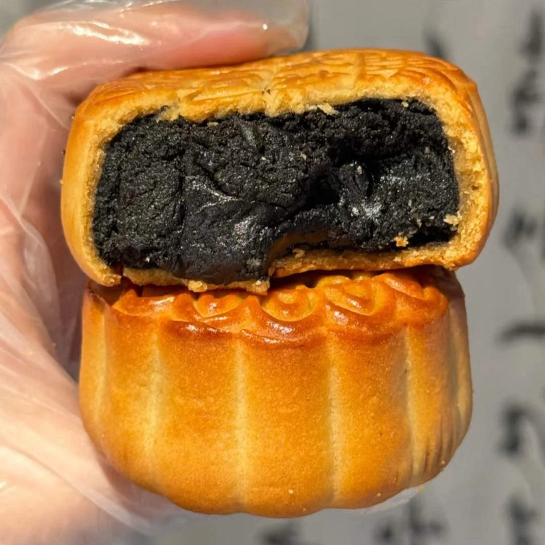 【皮薄馅足】柴火黑豆沙月饼广式手工老式糕点独立包中秋送礼点心