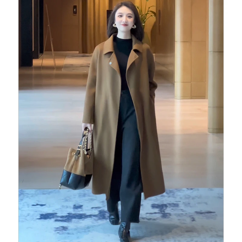2025秋冬双面100羊毛呢大衣百搭显瘦洋气长款女装外套WLL250918