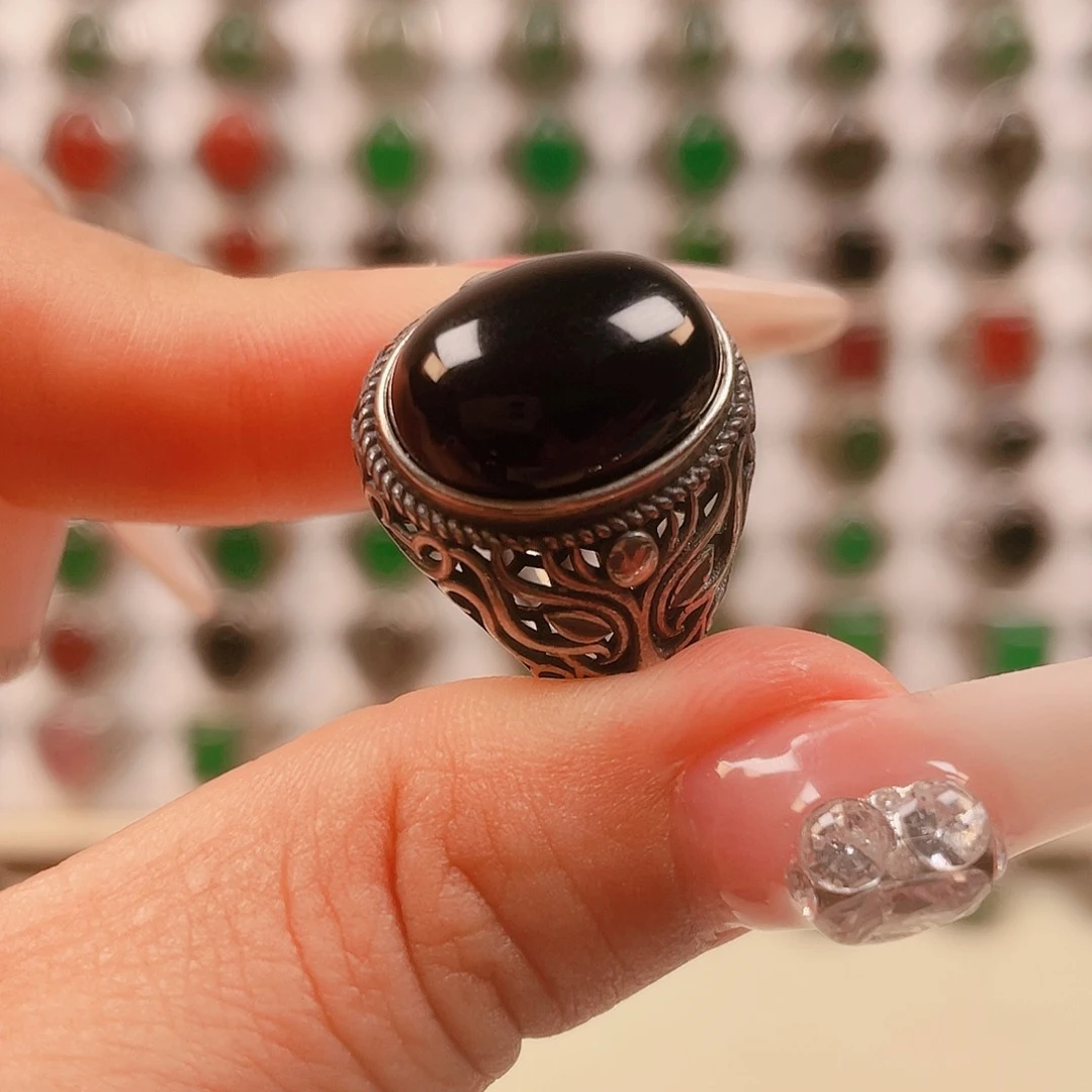 银S925镶嵌戒指玛瑙/玉髓