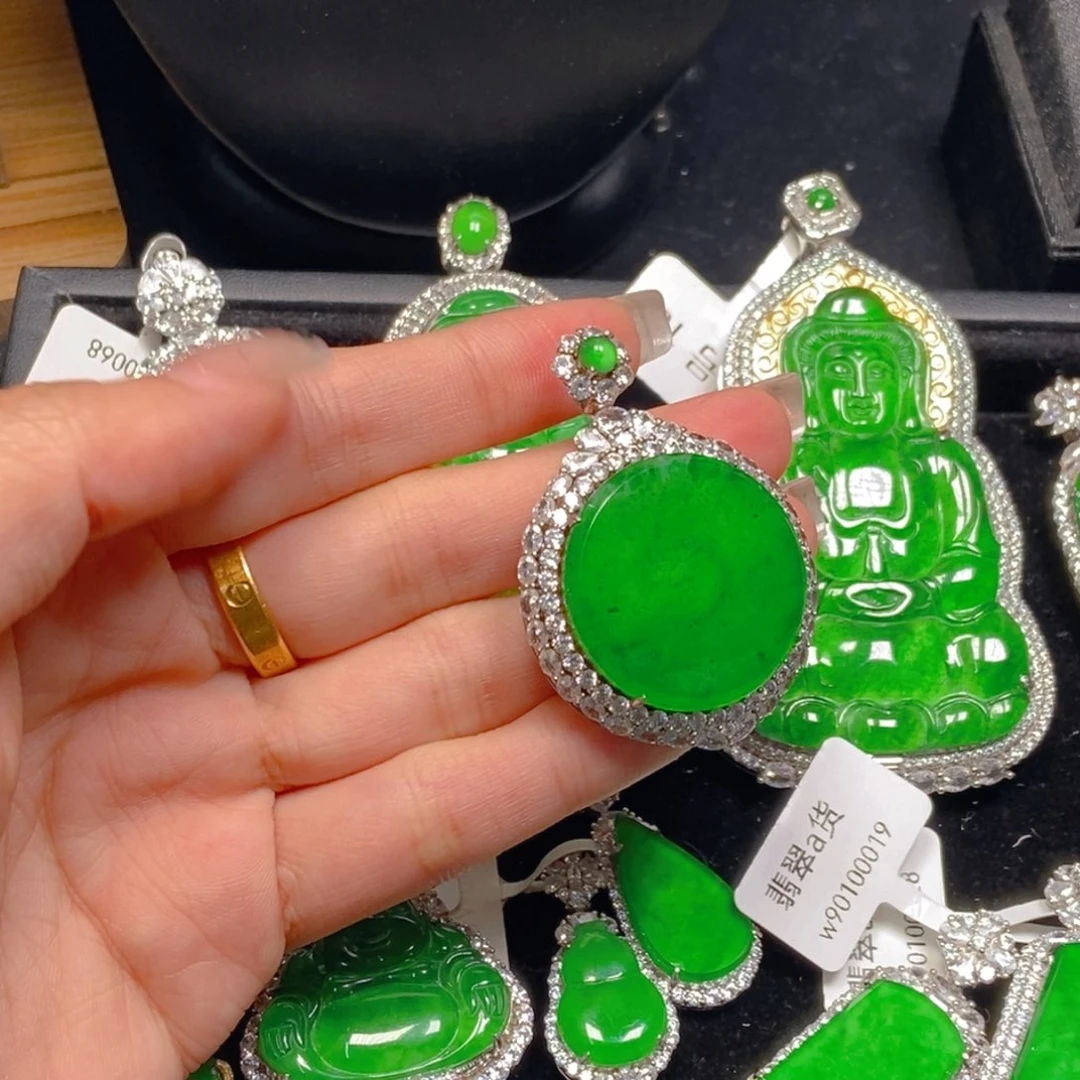 翡翠银S925镶嵌吊坠(不含链)