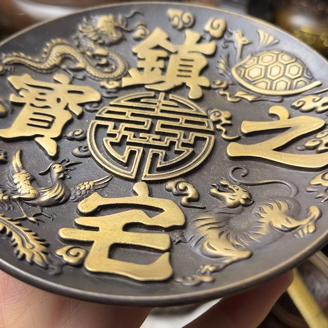 原矿风磨铜精雕摆件