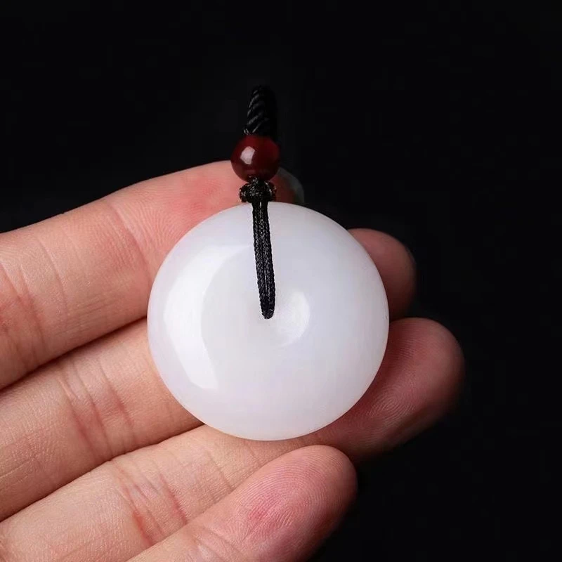 新疆和田玉平安扣无脏无棉无杂质项坠情侣百搭白色时尚