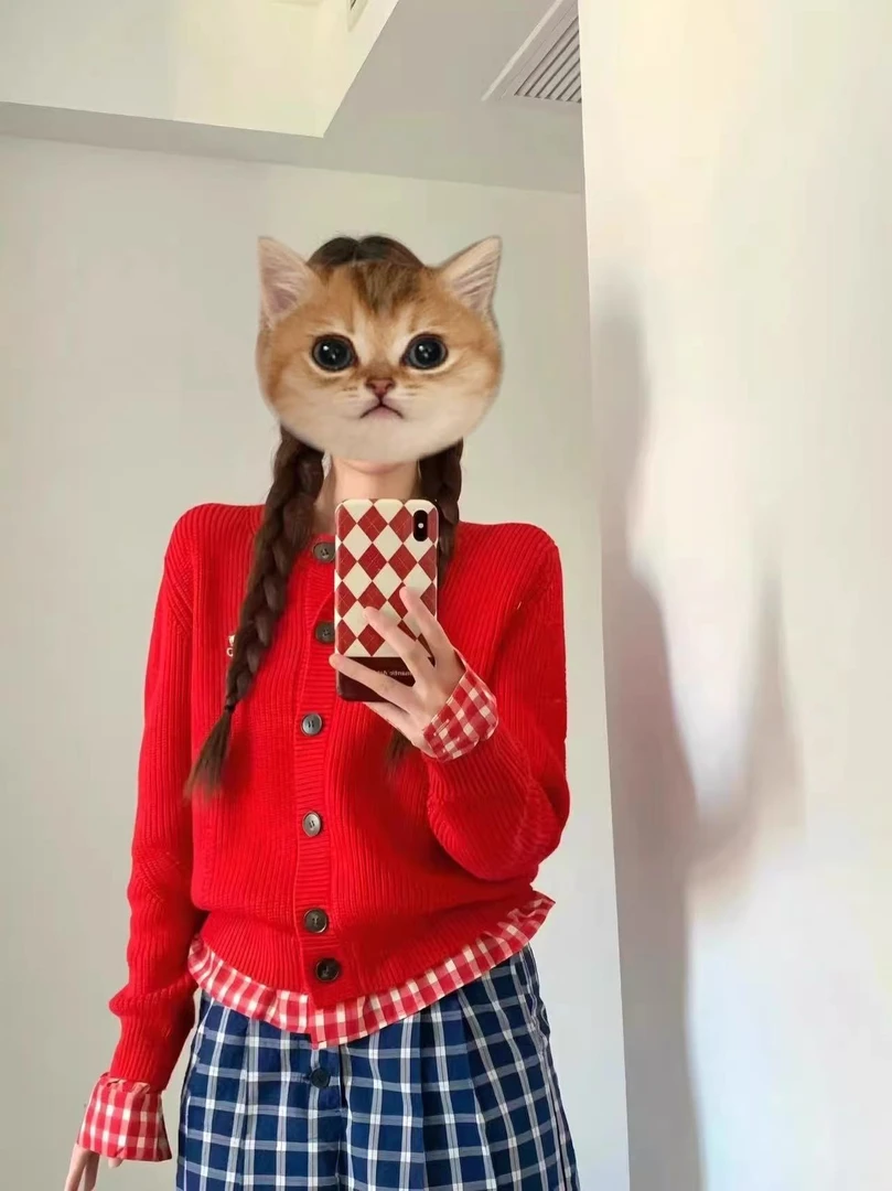 炸街学院风秋冬季新款假两件针织衫女百搭设计感拼接开衫毛衣