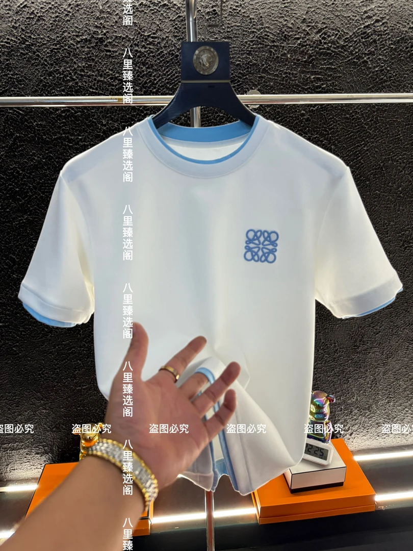 男士时尚轻奢圆领短袖T恤百搭夏季刺绣休闲爆款潮流半袖【LYV】