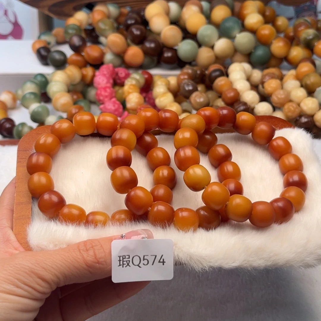 菩提根/象牙果手串13mm桶珠一串瑕Q574